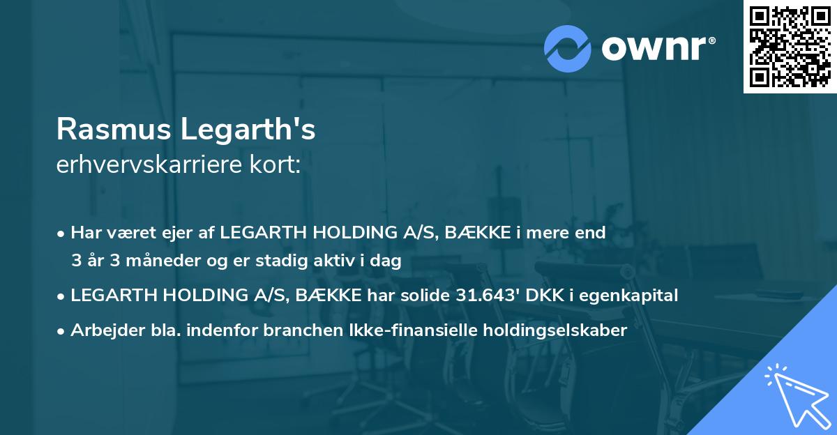 Rasmus Legarth's erhvervskarriere kort