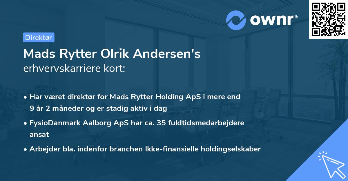 Mads Rytter Olrik Andersen's erhvervskarriere kort