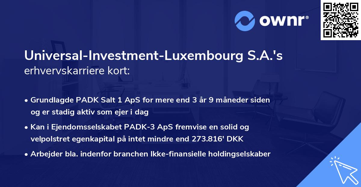 Universal-Investment-Luxembourg S.A.'s erhvervskarriere kort