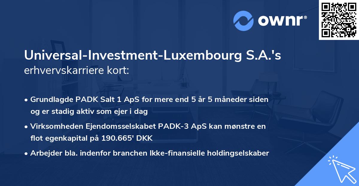 Universal-Investment-Luxembourg S.A.'s erhvervskarriere kort