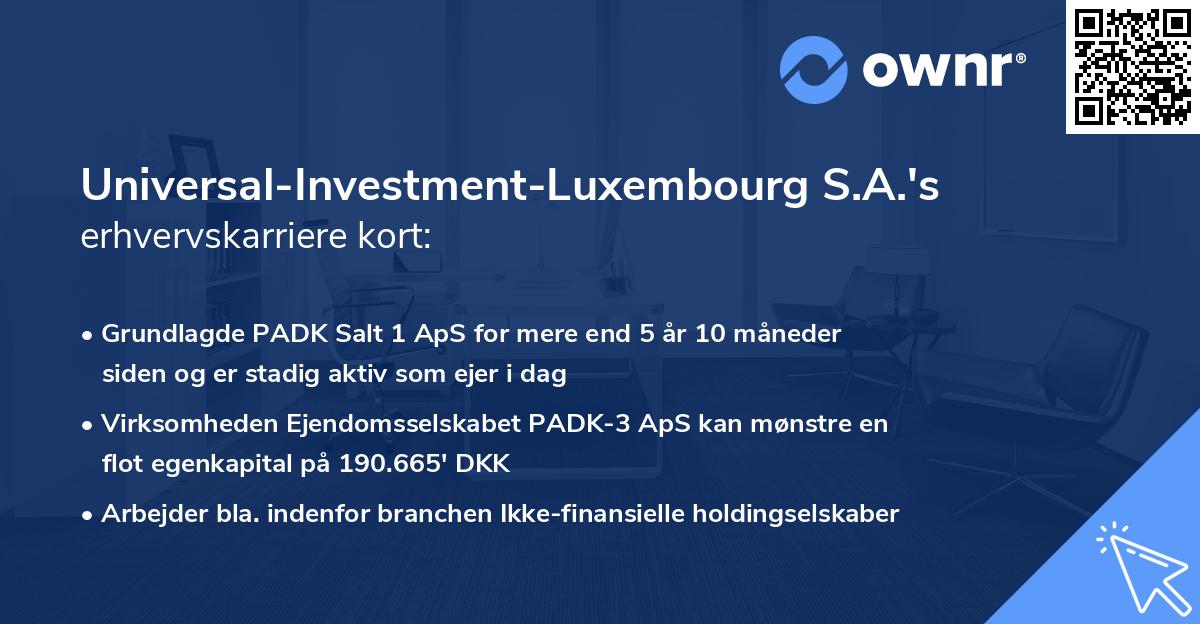Universal-Investment-Luxembourg S.A.'s erhvervskarriere kort