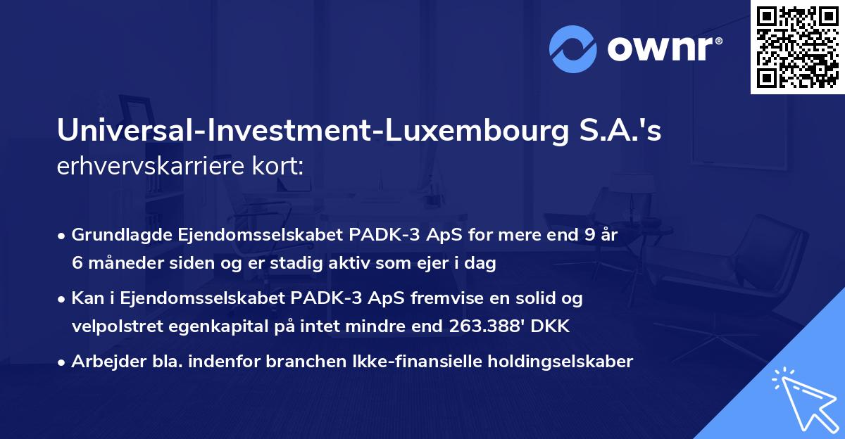Universal-Investment-Luxembourg S.A.'s erhvervskarriere kort