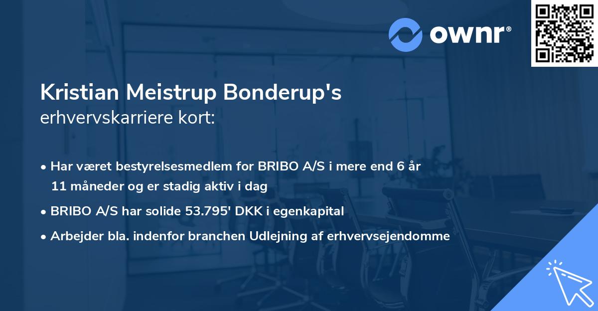 Kristian Meistrup Bonderup's erhvervskarriere kort