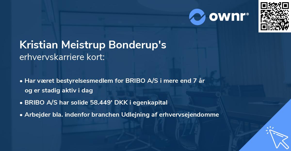 Kristian Meistrup Bonderup's erhvervskarriere kort