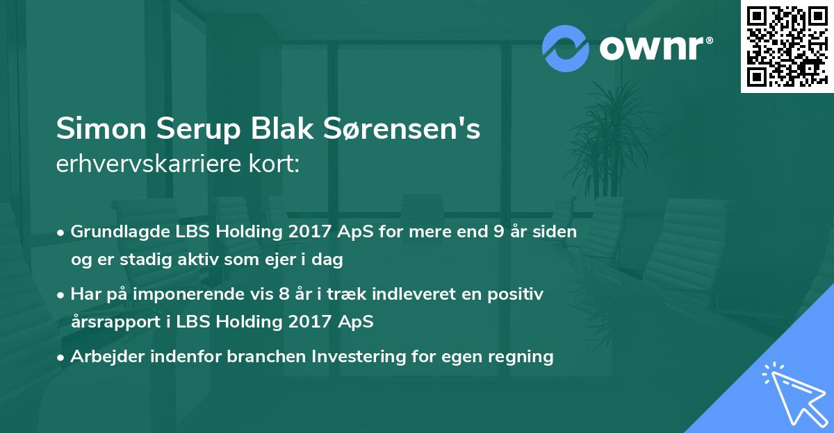 Simon Serup Blak Sørensen's erhvervskarriere kort