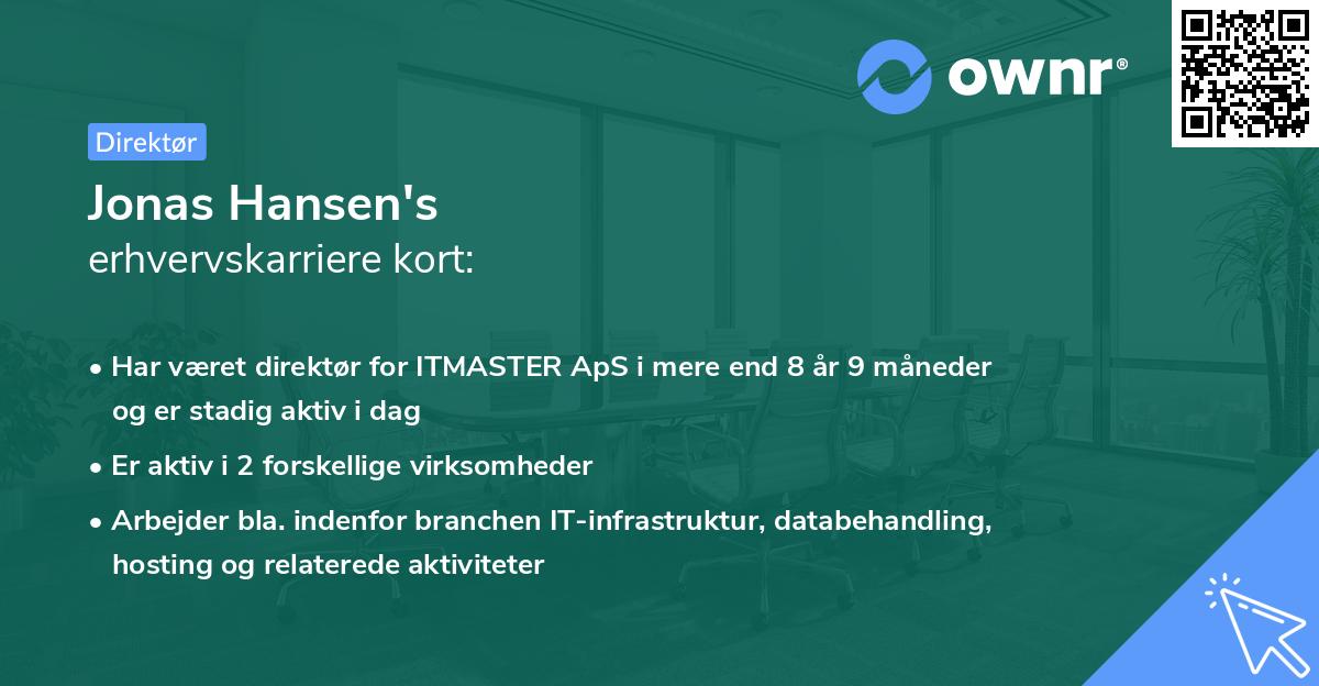 Jonas Hansen's erhvervskarriere kort