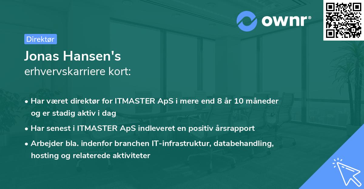 Jonas Hansen's erhvervskarriere kort