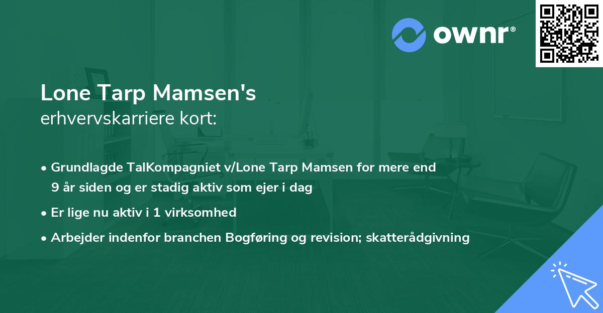 Lone Tarp Mamsen's erhvervskarriere kort