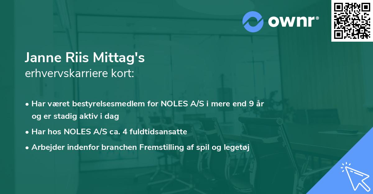 Janne Riis Mittag's erhvervskarriere kort