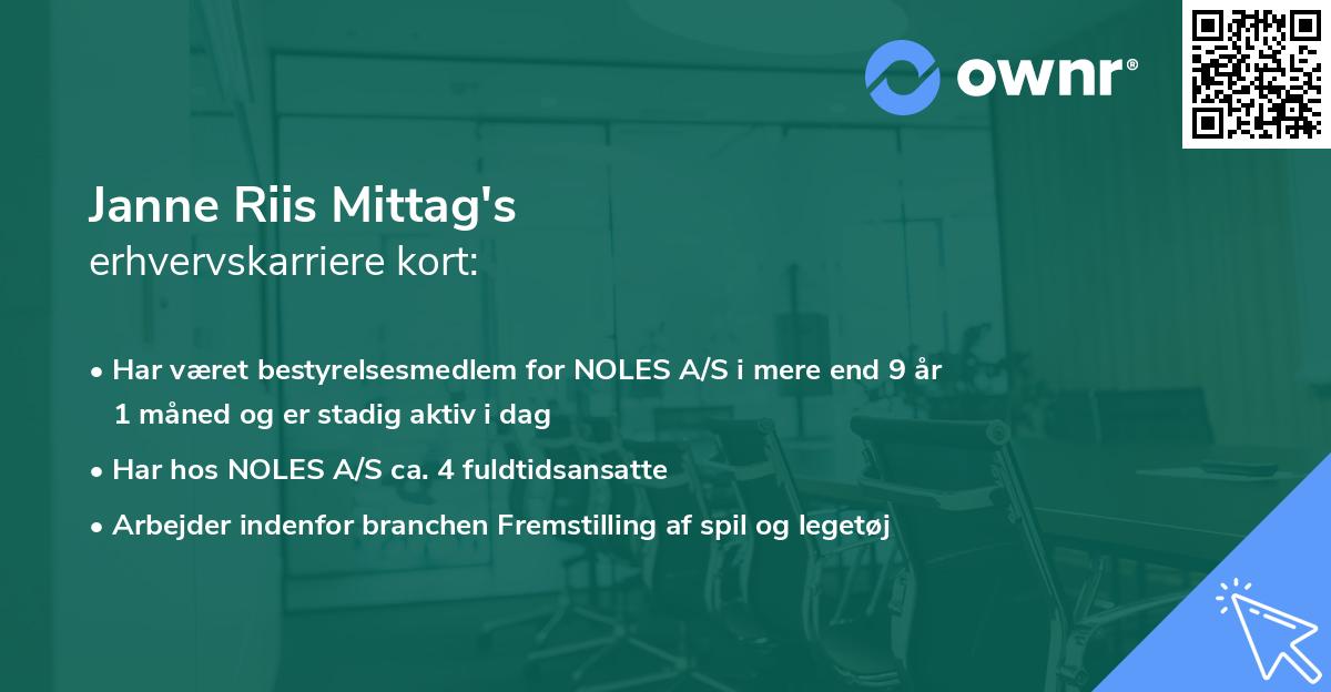 Janne Riis Mittag's erhvervskarriere kort