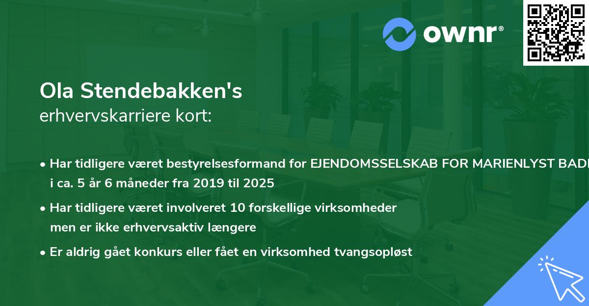 Ola Stendebakken's erhvervskarriere kort