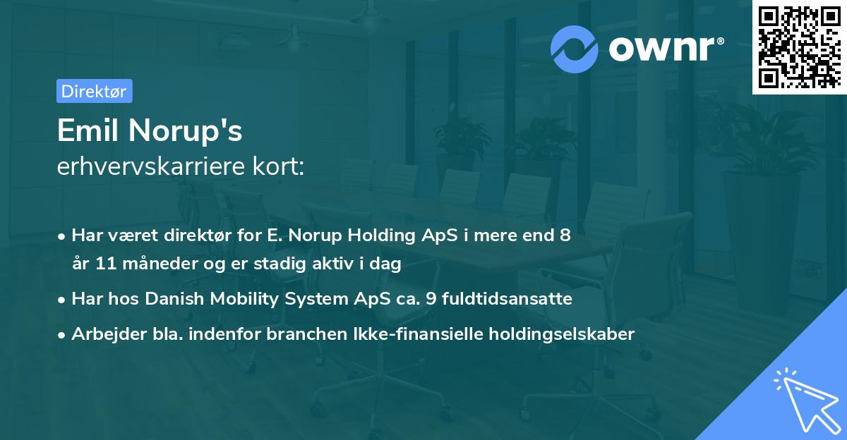 Emil Norup's erhvervskarriere kort