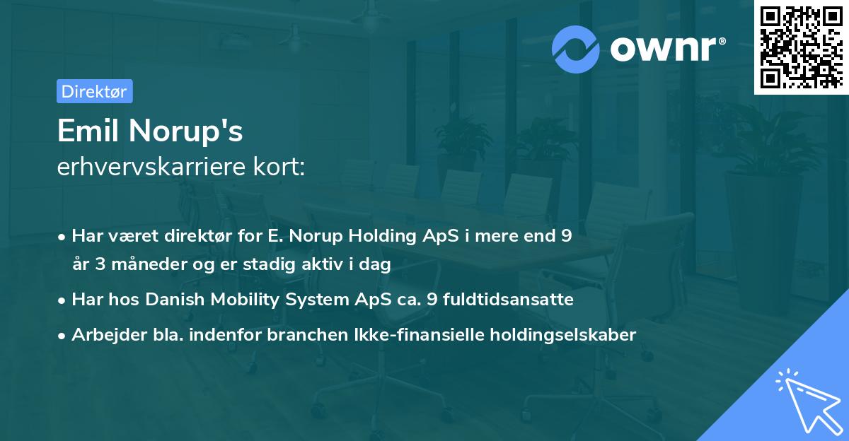 Emil Norup's erhvervskarriere kort