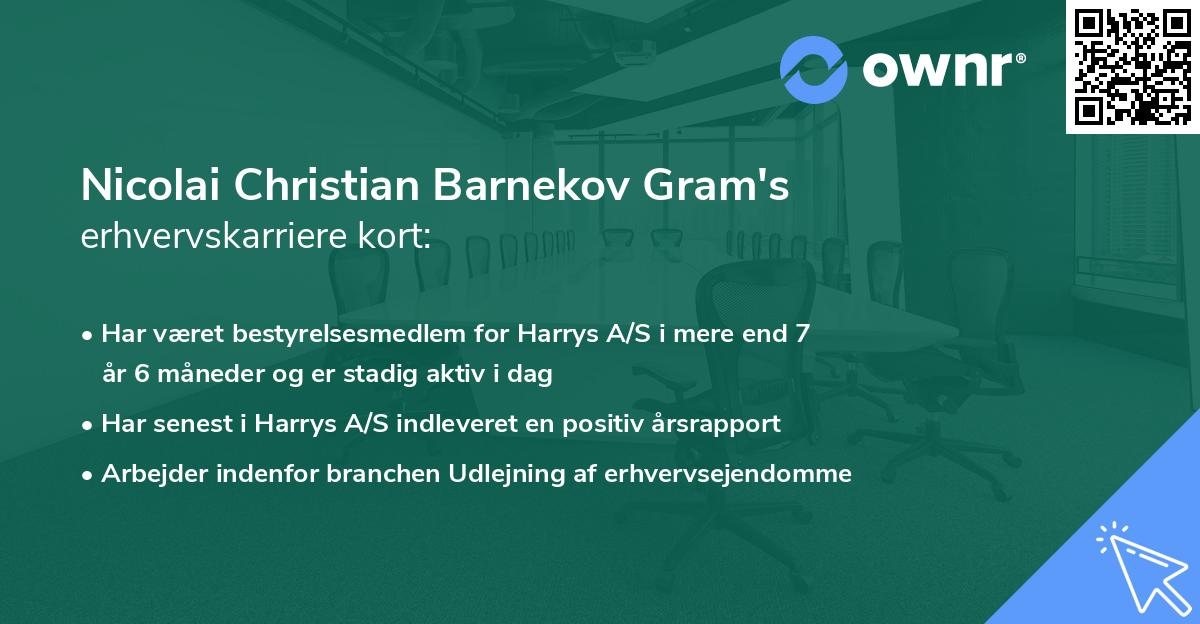 Nicolai Christian Barnekov Gram's erhvervskarriere kort