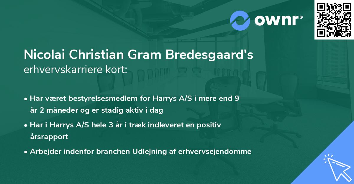 Nicolai Christian Gram Bredesgaard's erhvervskarriere kort