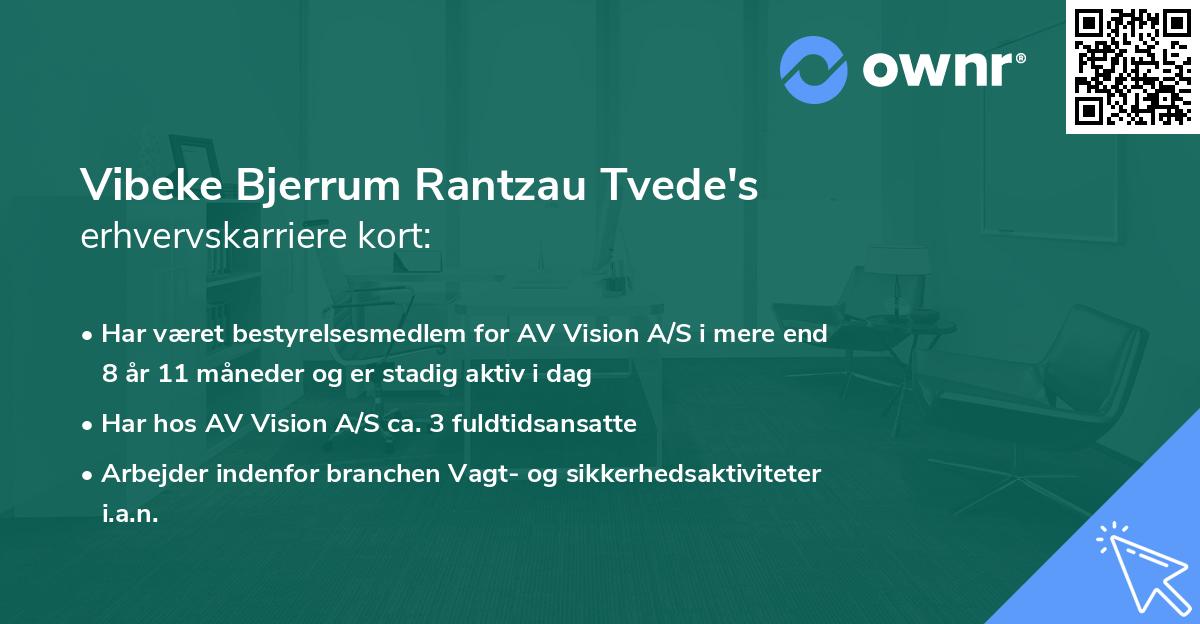 Vibeke Bjerrum Rantzau Tvede's erhvervskarriere kort
