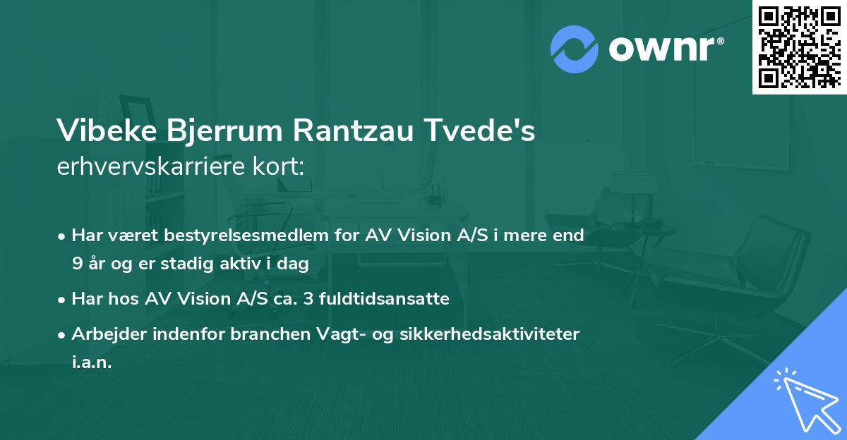 Vibeke Bjerrum Rantzau Tvede's erhvervskarriere kort