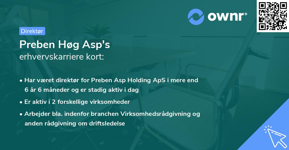 Preben Høg Asp's erhvervskarriere kort