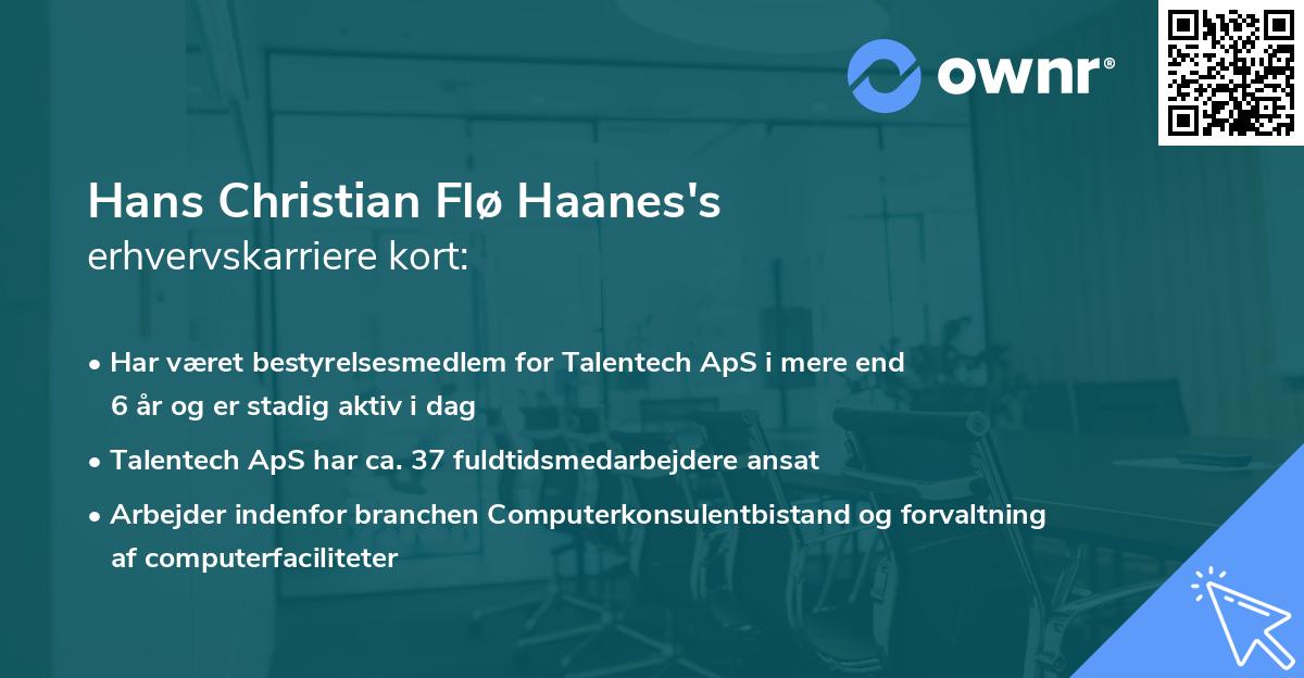 Hans Christian Flø Haanes's erhvervskarriere kort