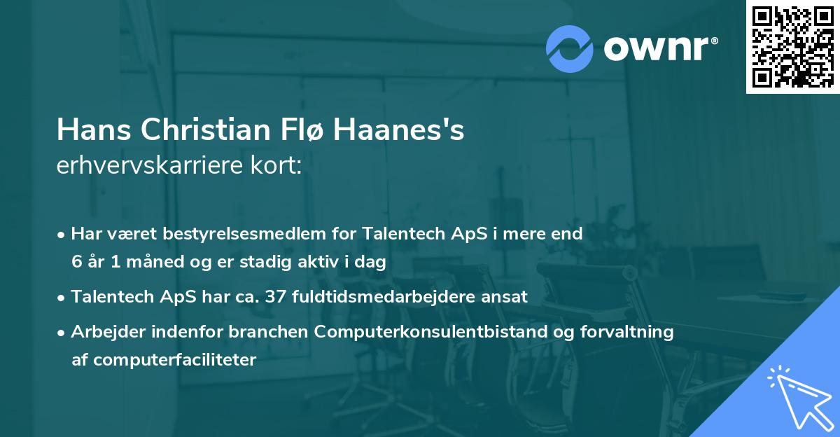 Hans Christian Flø Haanes's erhvervskarriere kort