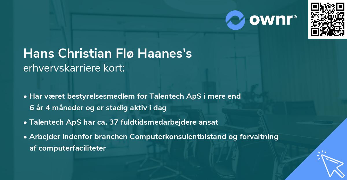 Hans Christian Flø Haanes's erhvervskarriere kort