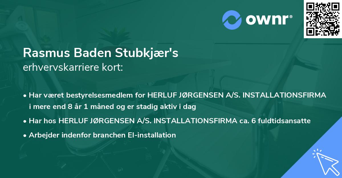 Rasmus Baden Stubkjær's erhvervskarriere kort