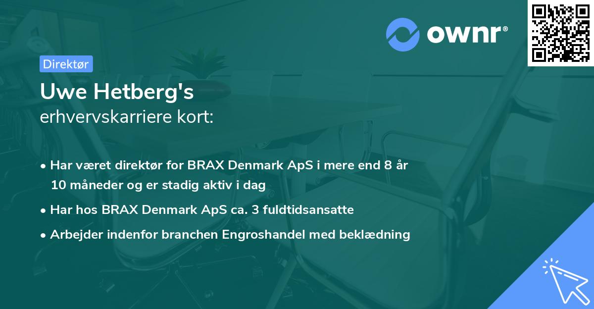Uwe Hetberg's erhvervskarriere kort