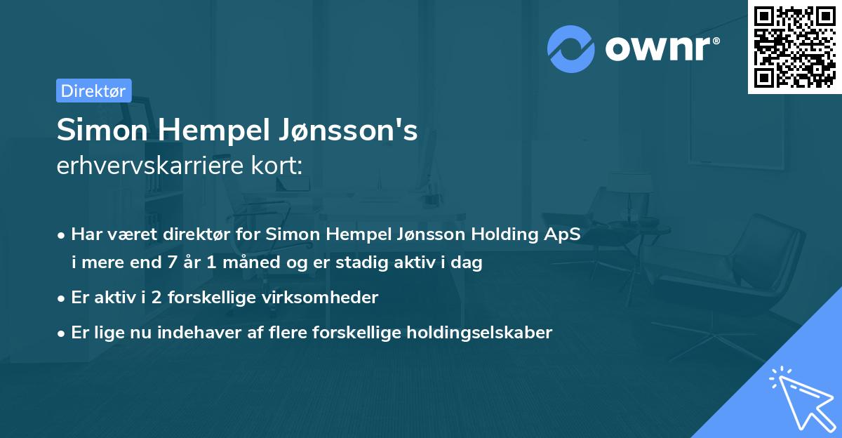 Simon Hempel Jønsson's erhvervskarriere kort