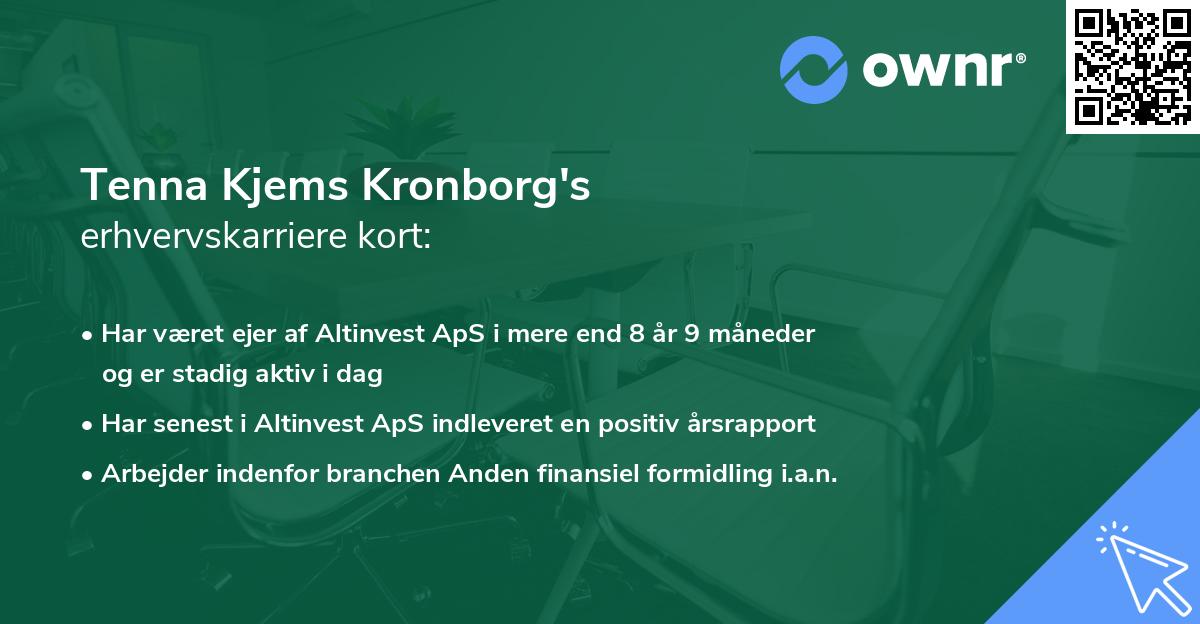 Tenna Kjems Kronborg's erhvervskarriere kort