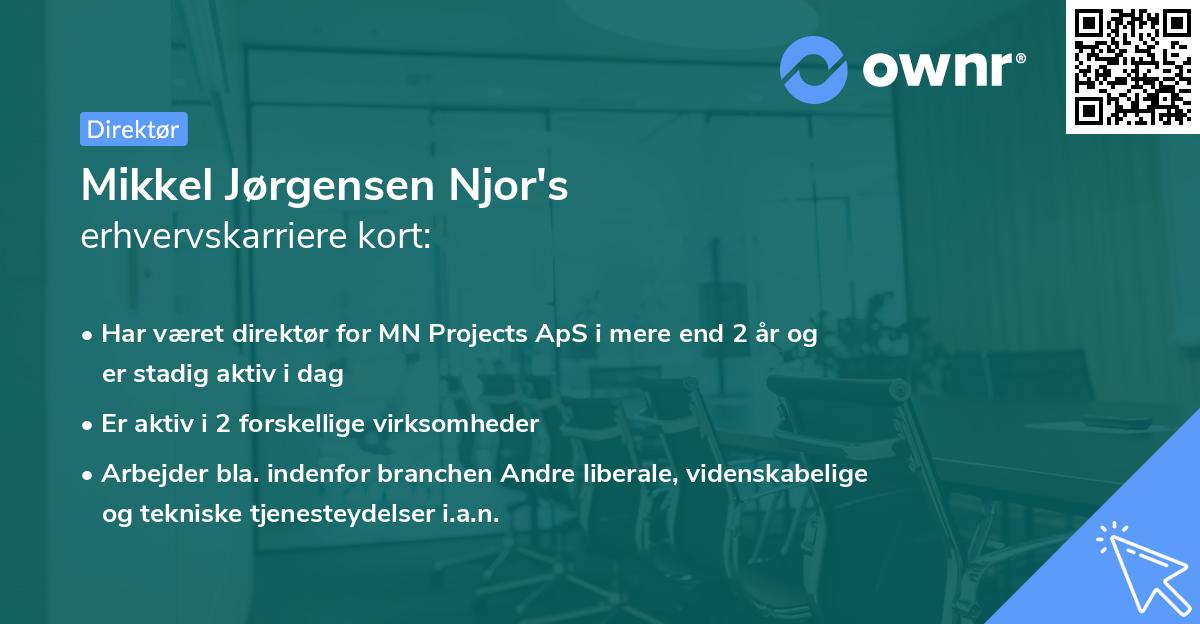 Mikkel Jørgensen Njor's erhvervskarriere kort