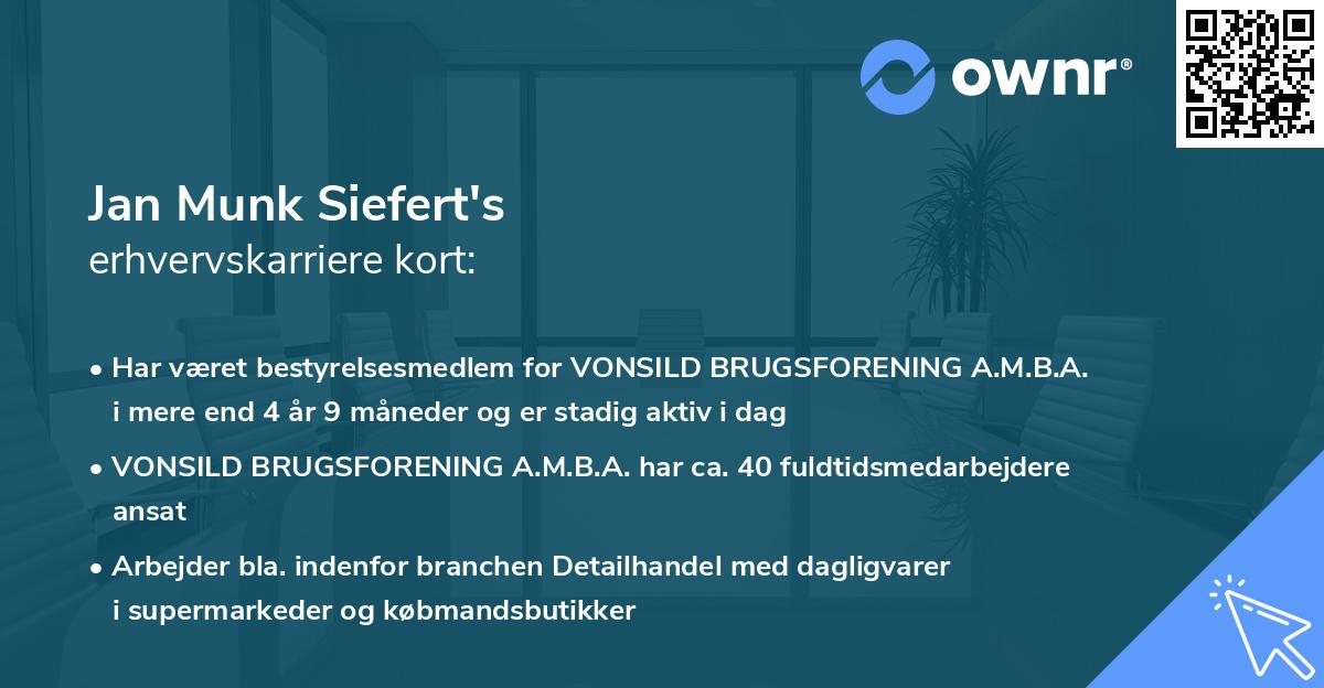Jan Munk Siefert's erhvervskarriere kort