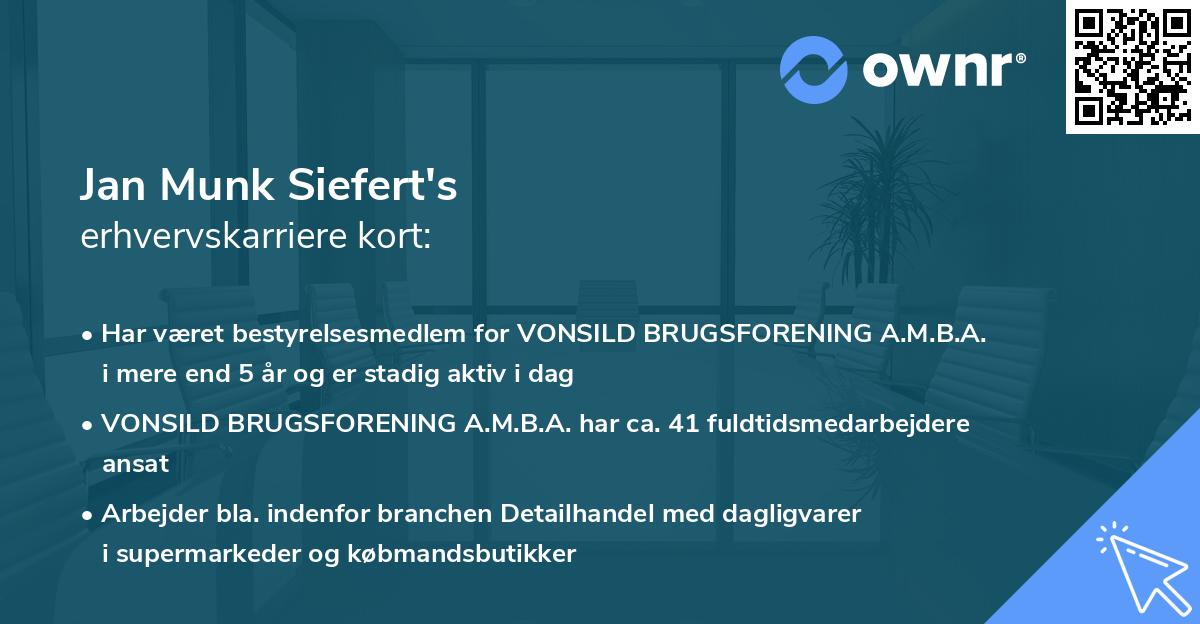 Jan Munk Siefert's erhvervskarriere kort