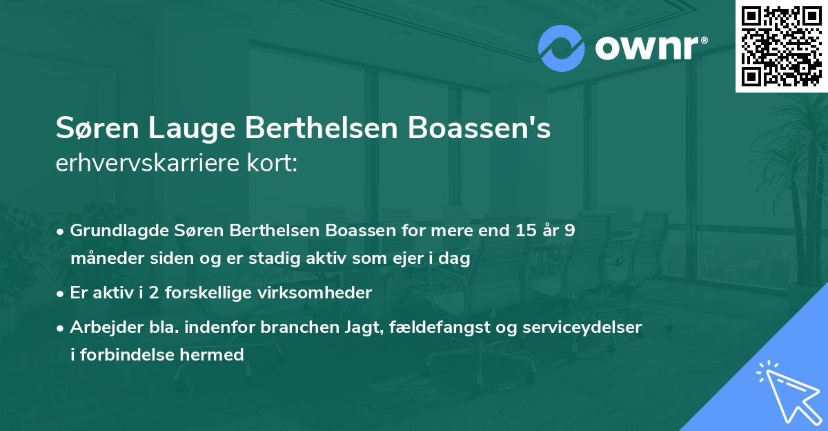 Søren Lauge Berthelsen Boassen's erhvervskarriere kort