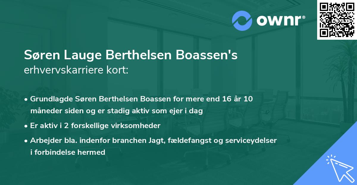 Søren Lauge Berthelsen Boassen's erhvervskarriere kort
