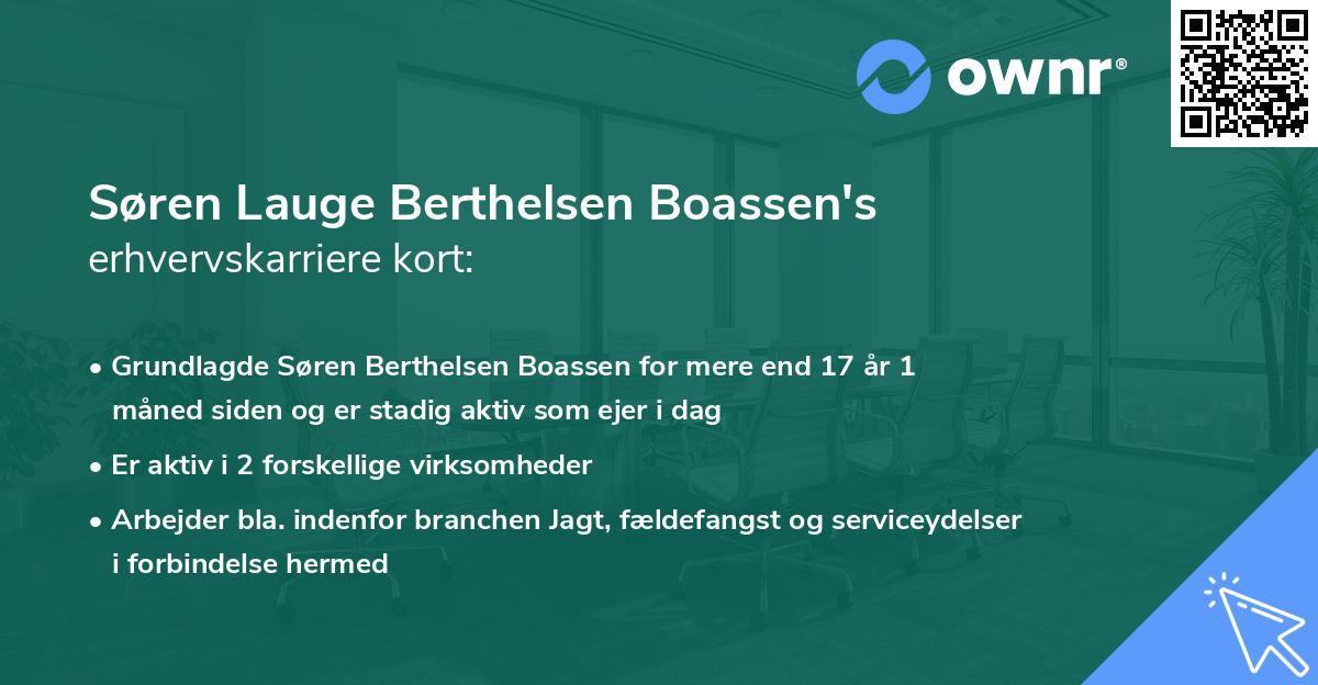 Søren Lauge Berthelsen Boassen's erhvervskarriere kort