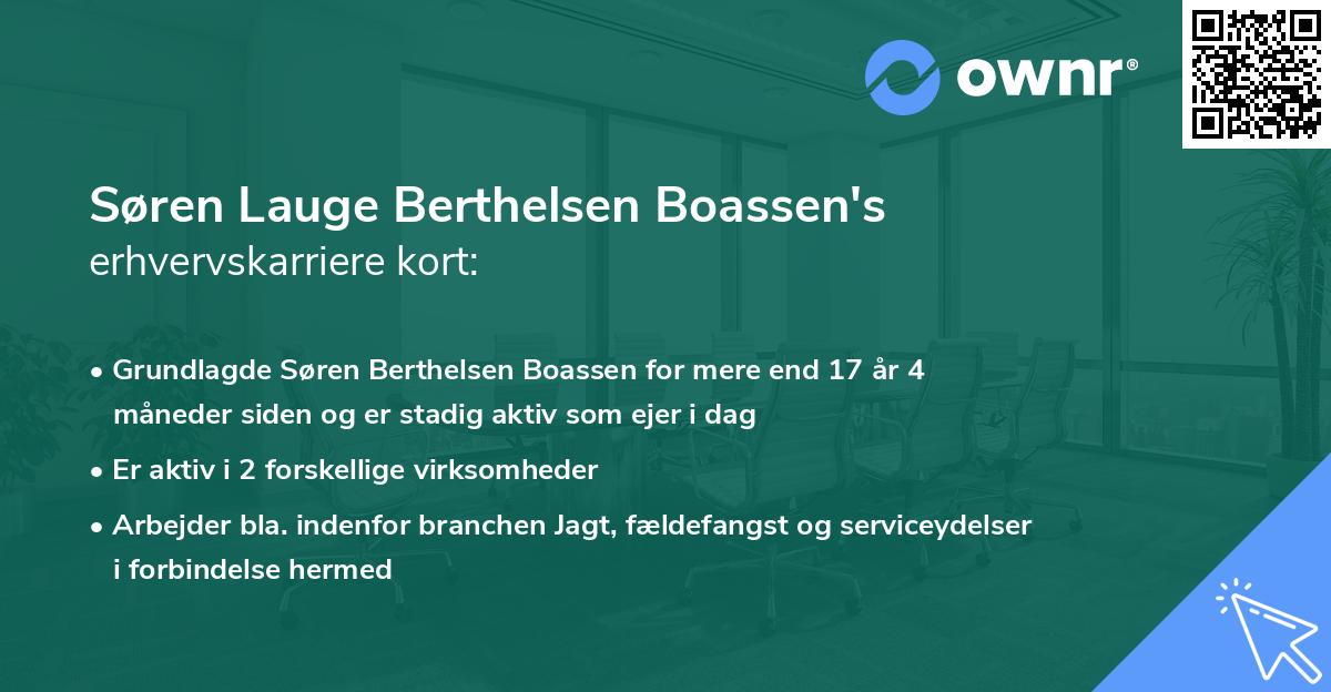 Søren Lauge Berthelsen Boassen's erhvervskarriere kort