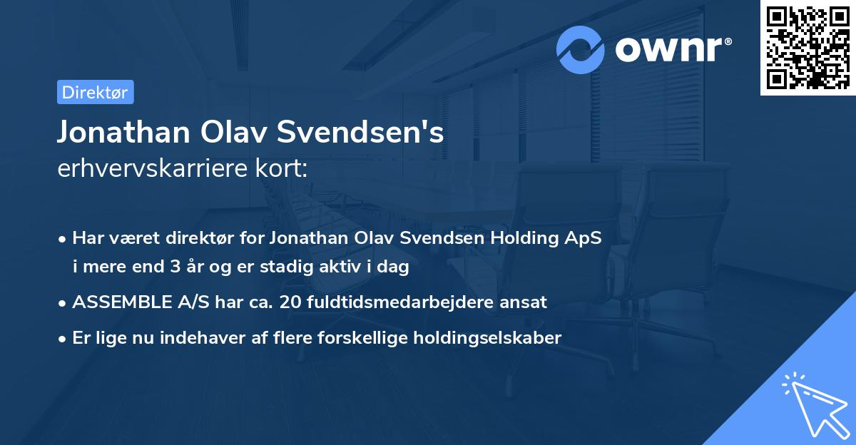 Jonathan Olav Svendsen's erhvervskarriere kort