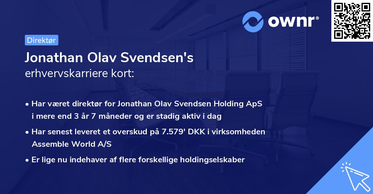 Jonathan Olav Svendsen's erhvervskarriere kort