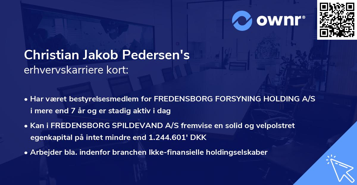 Christian Jakob Pedersen's erhvervskarriere kort