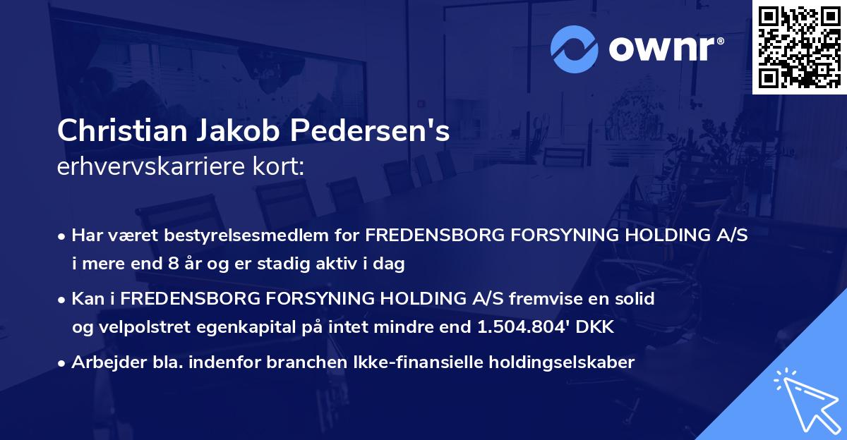 Christian Jakob Pedersen's erhvervskarriere kort