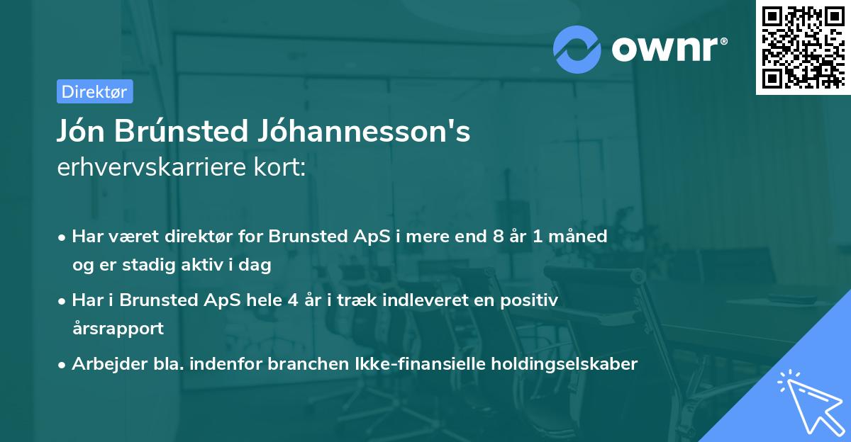 Jón Brúnsted Jóhannesson's erhvervskarriere kort