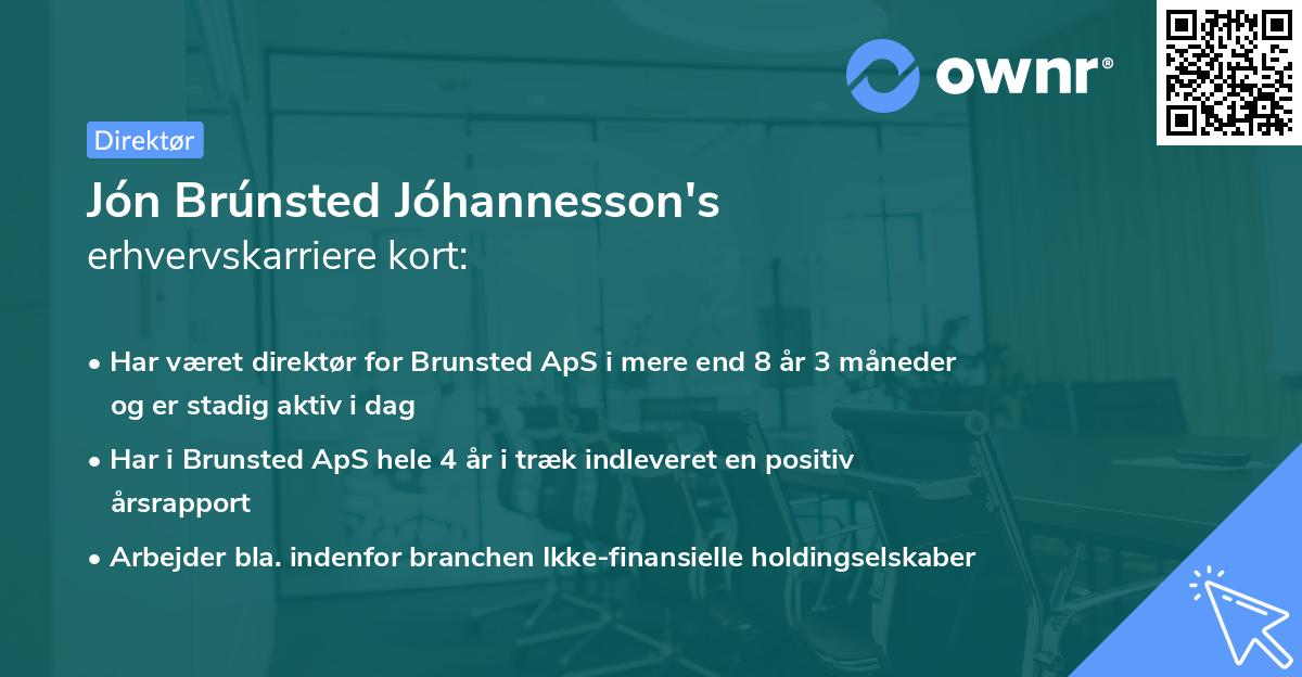 Jón Brúnsted Jóhannesson's erhvervskarriere kort