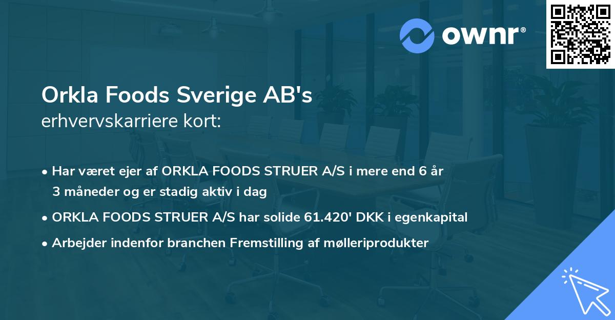 Orkla Foods Sverige AB's erhvervskarriere kort