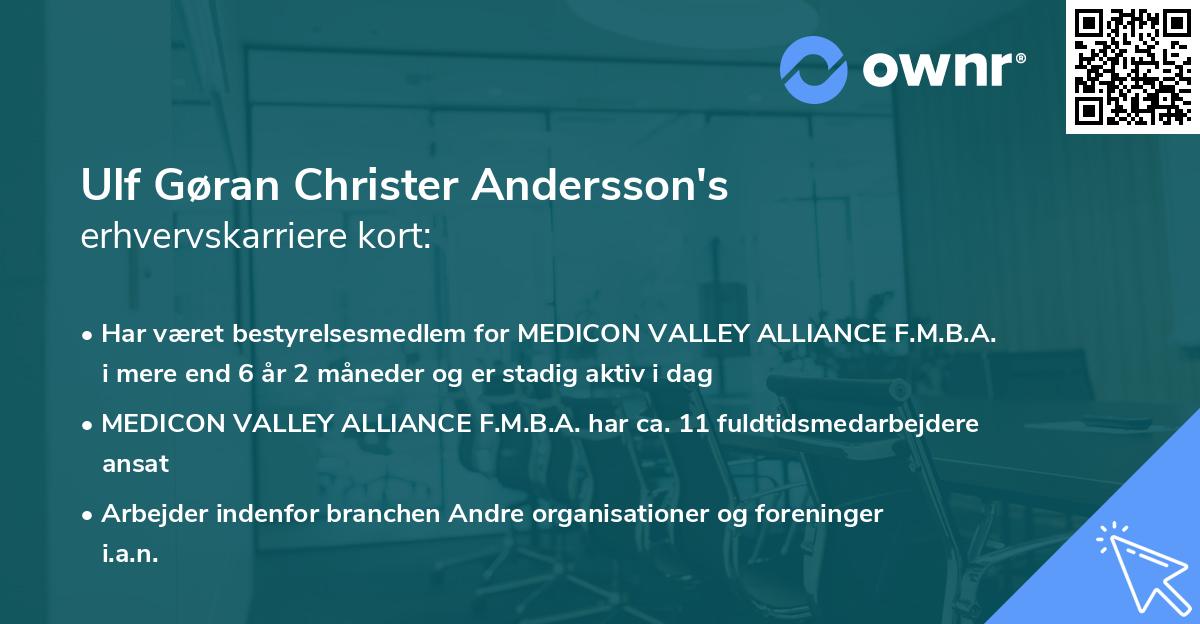Ulf Gøran Christer Andersson's erhvervskarriere kort