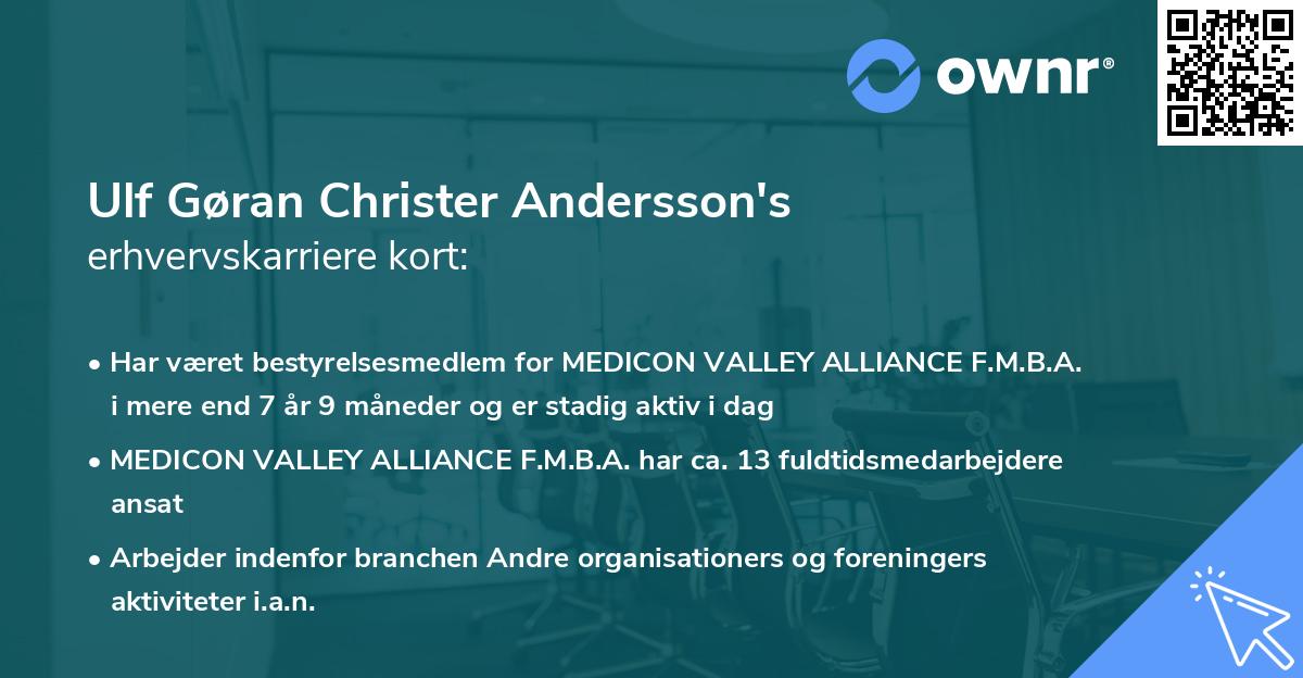 Ulf Gøran Christer Andersson's erhvervskarriere kort
