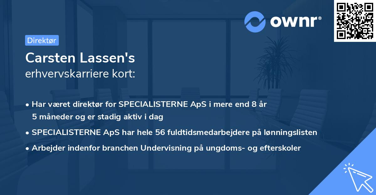 Carsten Lassen's erhvervskarriere kort
