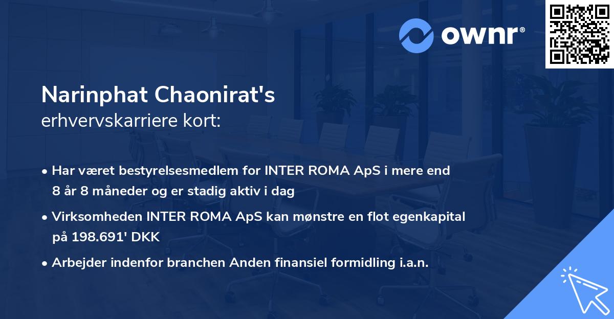 Narinphat Chaonirat's erhvervskarriere kort
