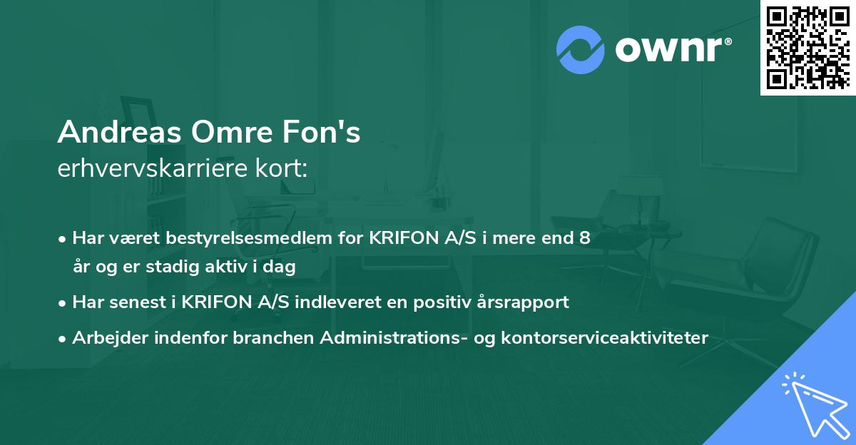 Andreas Omre Fon's erhvervskarriere kort