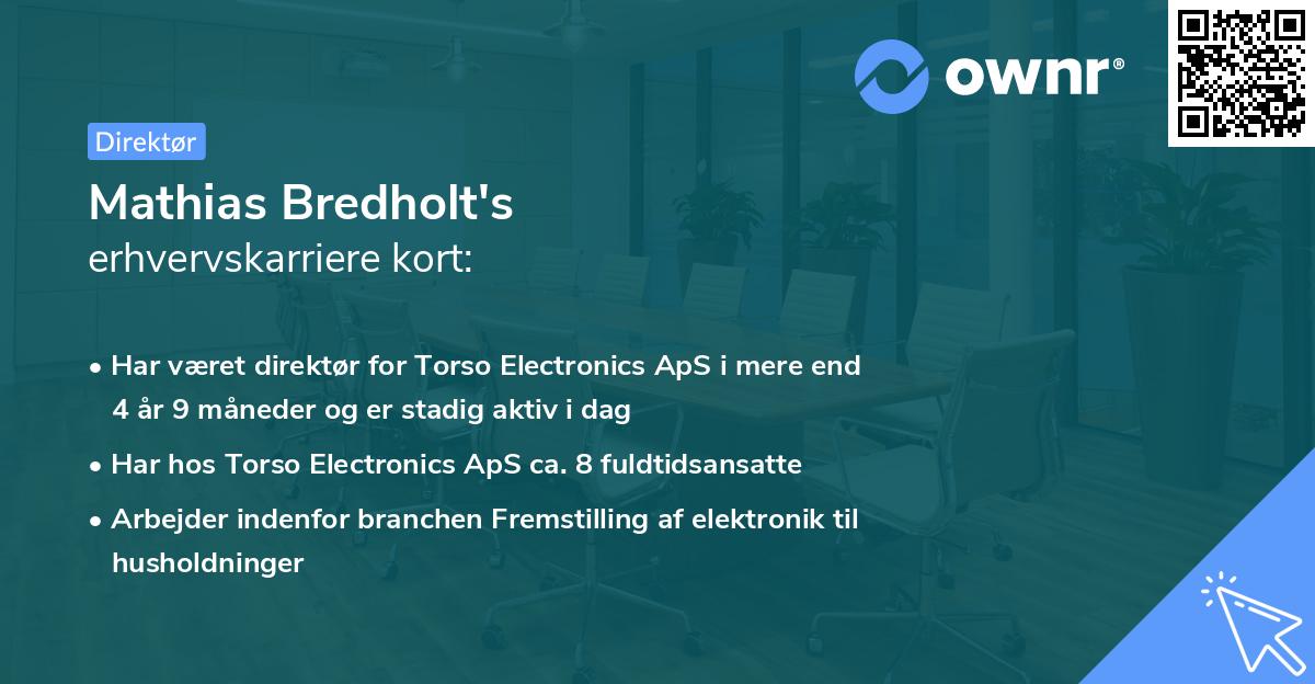 Mathias Bredholt's erhvervskarriere kort