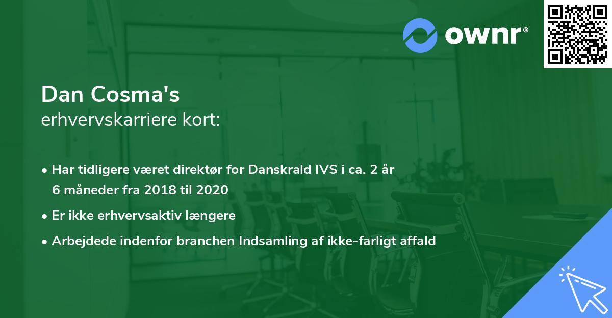 Dan Cosma's erhvervskarriere kort